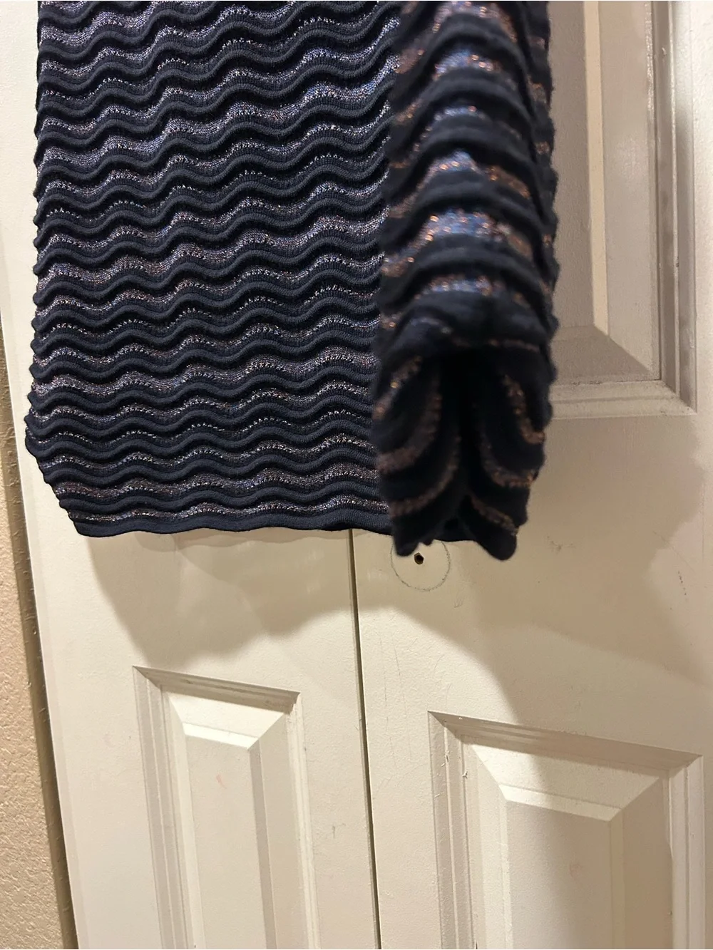Tory Burch Merino Wool Striped Skirt Set Metallic Textured  , XS